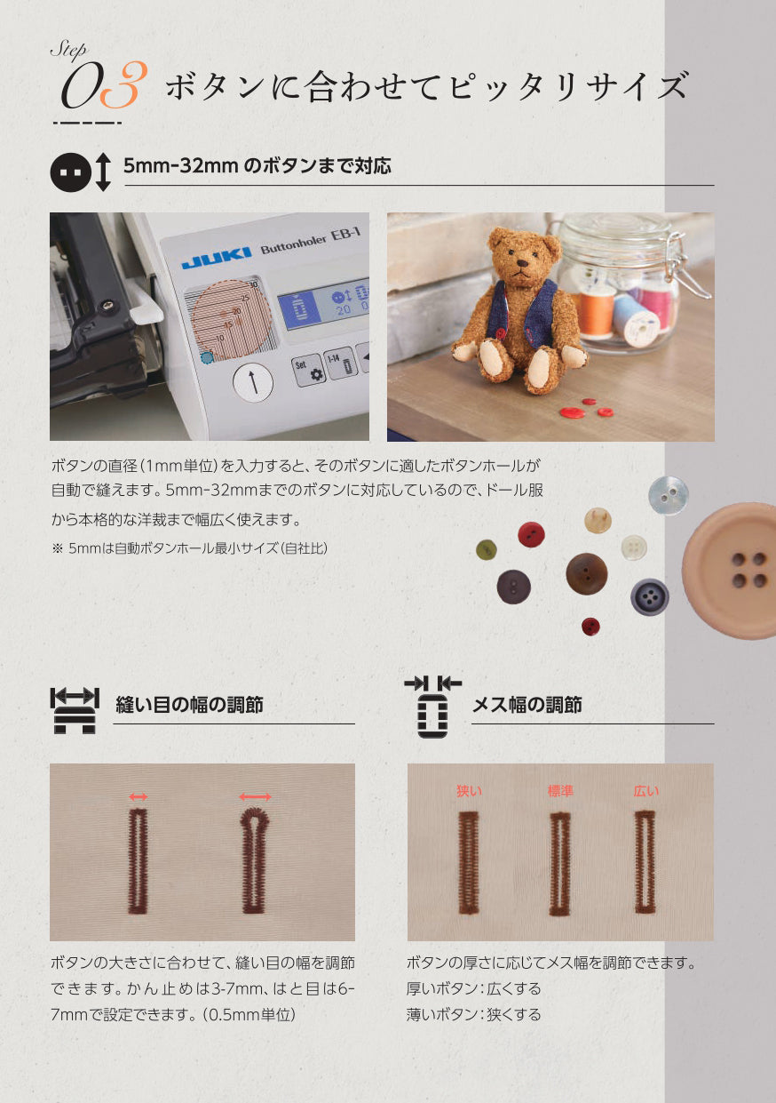JUKI ジューキ 職業用ミシン専用コンピューター式ボタンホーラー EB-1