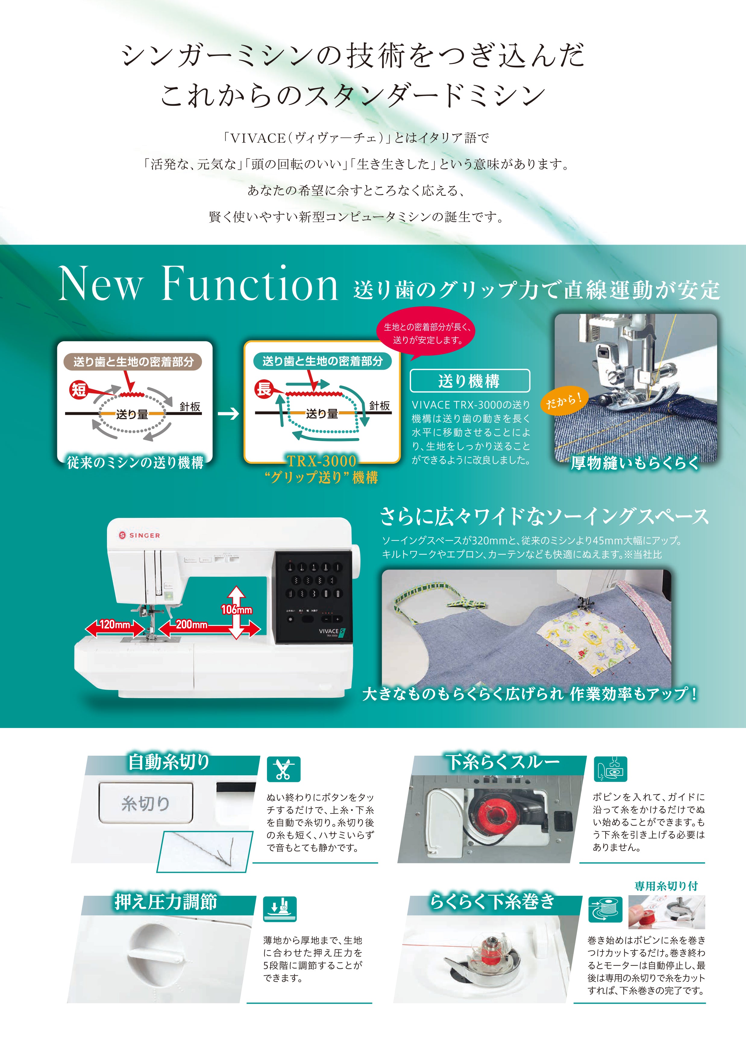 SINGER シンガー コンピューターミシン VIVACE S TRX-3000