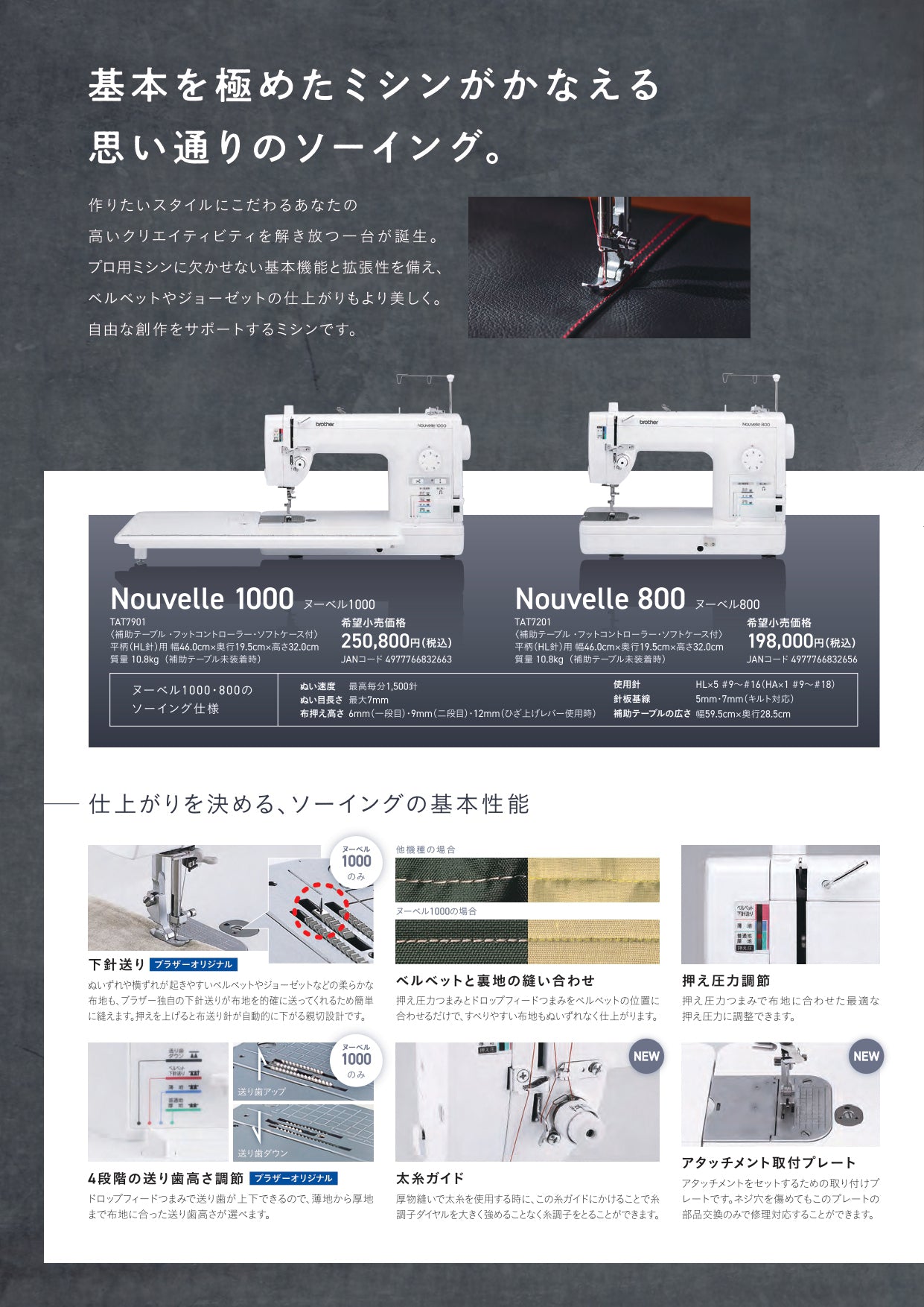 brother ブラザー 職業用ミシン Nouvelle ヌーベル 800 TAT7201