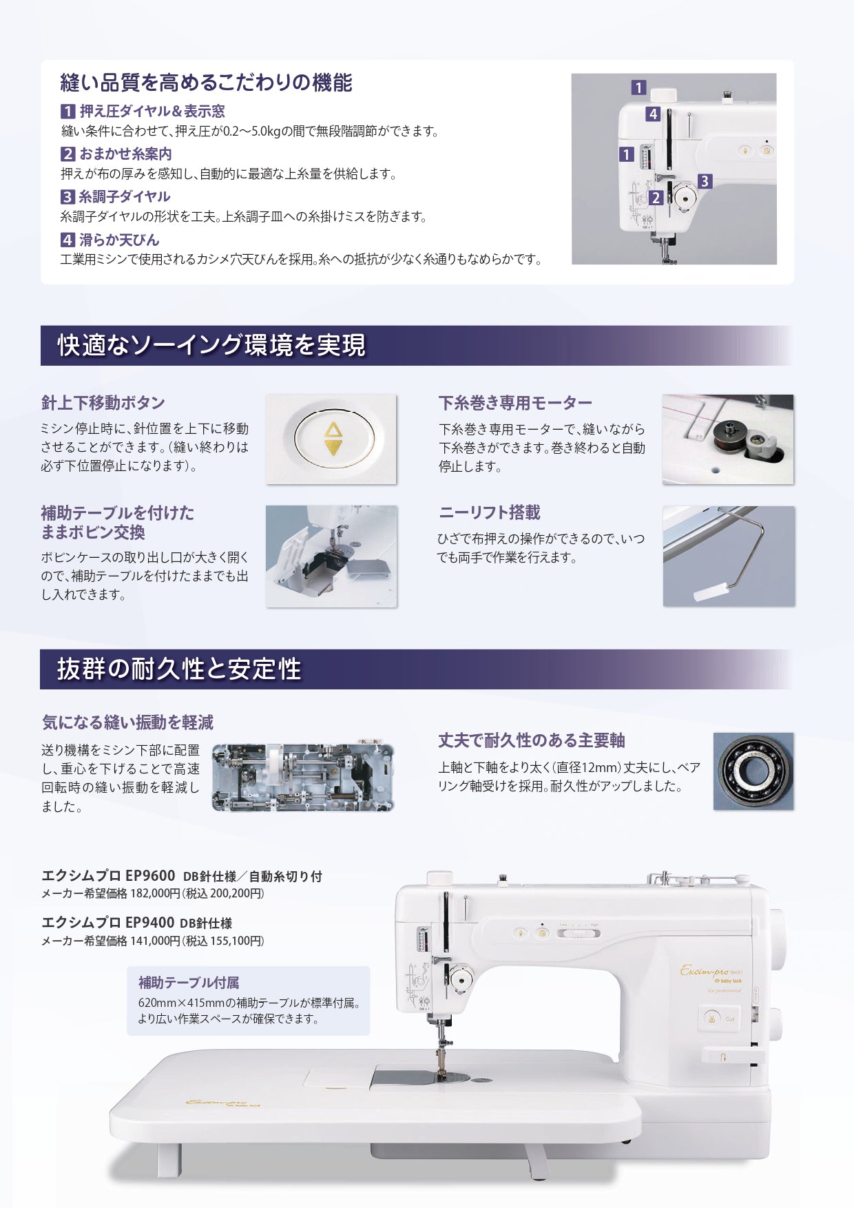 babylock ベビーロック 自動糸切り 職業用ミシン エクシムプロ EP9600