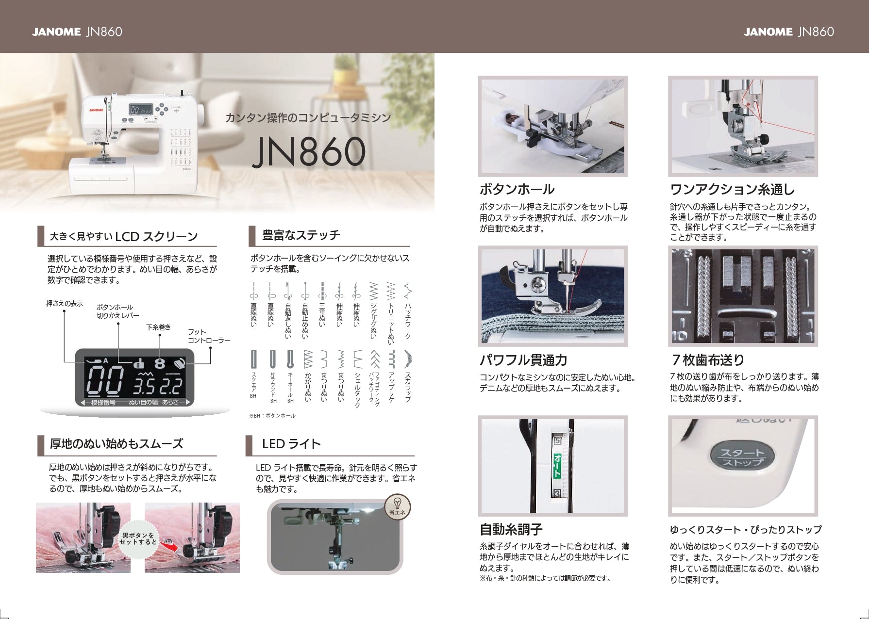 JANOME ジャノメ コンピューターミシン JN860