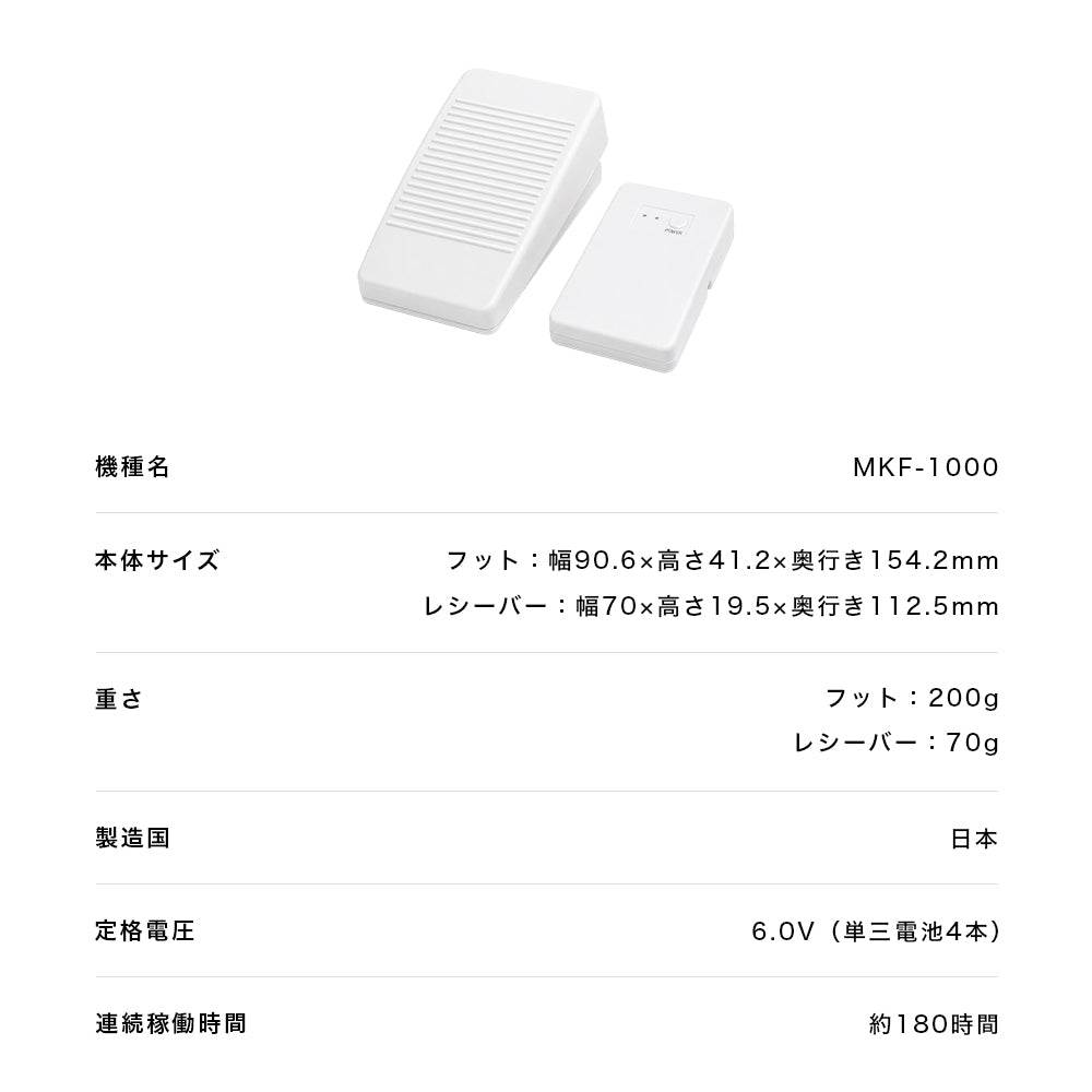 ミシン専用 ワイヤレスフットコントローラー コードレス 日本製 MKF-1000